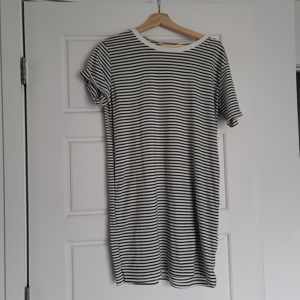 Striped boyfriend dress with pockets